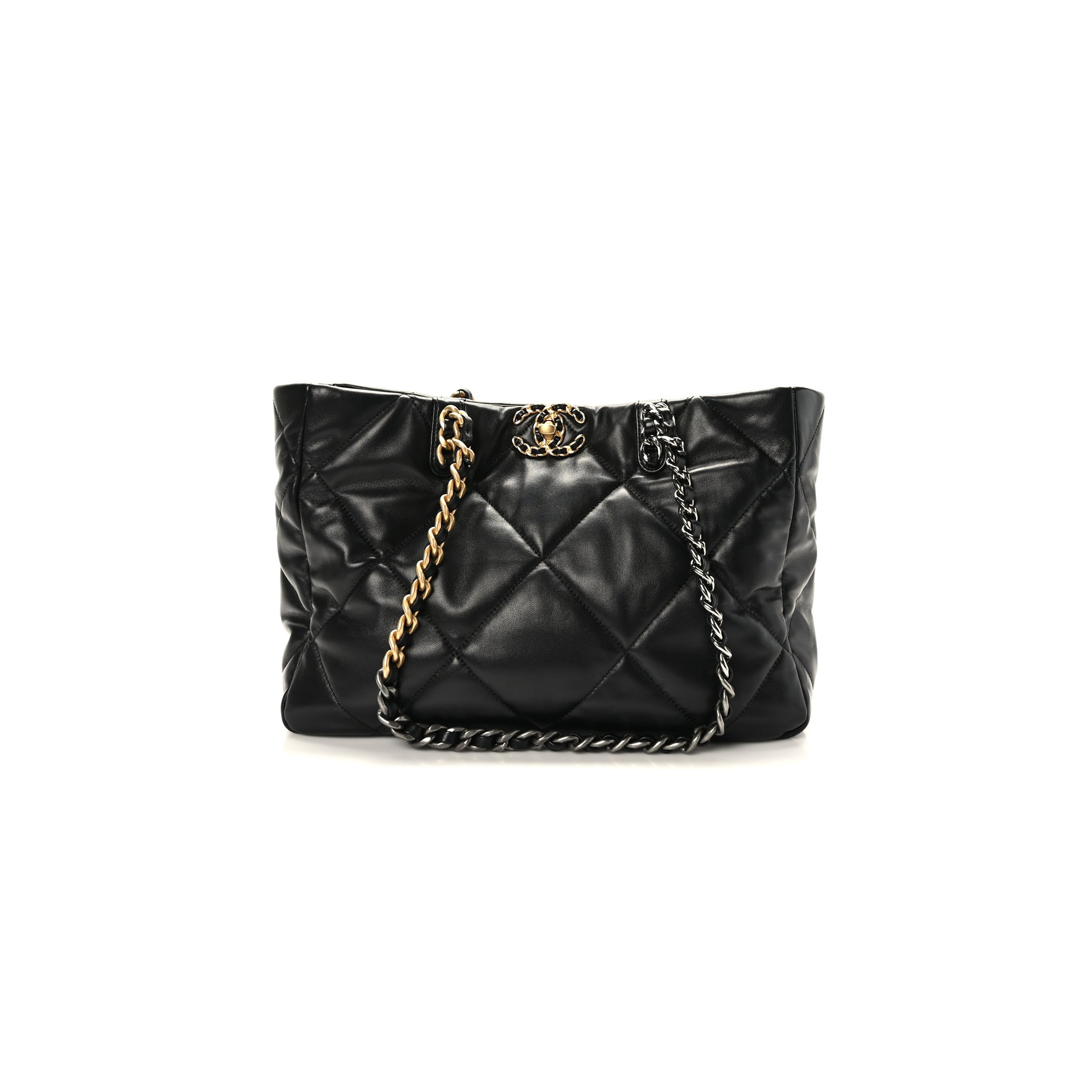 Ch*el master lambskin quilted 19 bag shopping bag black as3660 (41*24*10.5cm)